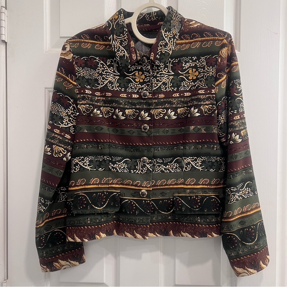 Vintage Sag Harbor Tapestry Blouse | Boho Retro Statement Top 90s Cottagecore